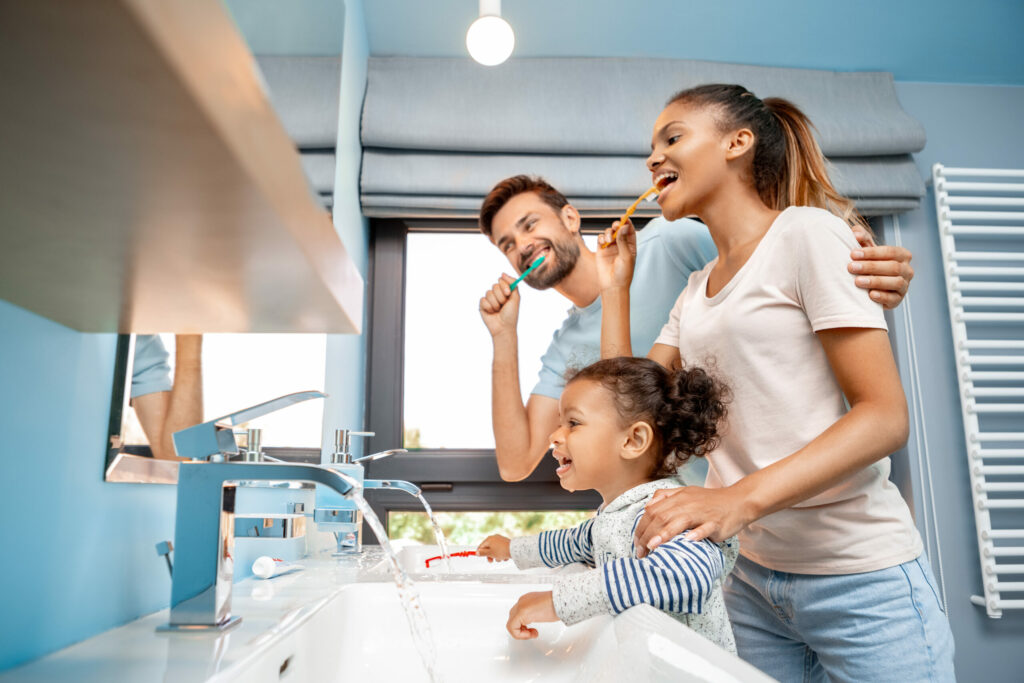 Family Brushing Teeth