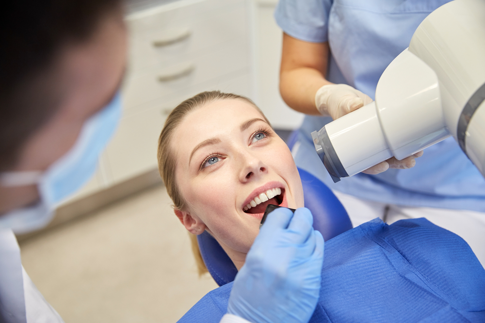 Woman Getting her Teeth X-Rayed